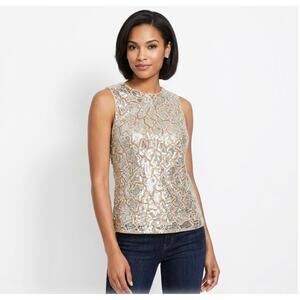 Rebecca Taylor Champagne Sequin Shell Top XS – Party Ready